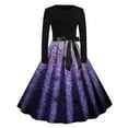 thumbnail image 1 of Robe Swing Grande Taille pour Femmes Robe Gothique Renaissance Steampunk Manches Longues Robe Cocktail Vintage Imprimé Squelette Citrouille Cosplay Costume de Fête, 1 of 3