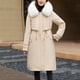 thumbnail image 5 of Parkas de manga larga para mujer, abrigo largo de algodón reversible con cremallera y bolsillos de color, informal, holgado, de invierno, 5 of 7
