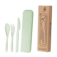 thumbnail image 3 of Juego de utensilios de viaje, vajilla reutilizable, portátil, para niños, juego de cubiertos ligeros Verde, 3 of 9