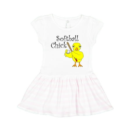 

Inktastic Softball Chick Text Gift Toddler Girl Dress
