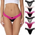 thumbnail image 1 of Women's Thongs, G-String Low Waist Seamless Lace T back, womens Underwear Thong Panties Several Colors(pack of 6, XL), 1 of 4