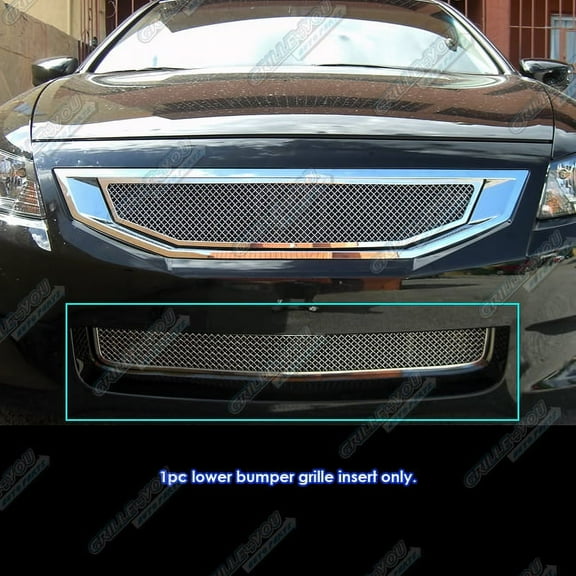 APS Compatible with Honda Accord 2008-2010 Coupe Lower Bumper Stainless Steel Chrome Mesh Front Grill Grille Insert H76557T