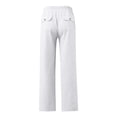 thumbnail image 4 of Men's Linen Pants Casual Beach Yoga Wide Leg Loose Fit Drawstring Elastic Waist Straight Trousers with Pockets White, 4 of 5