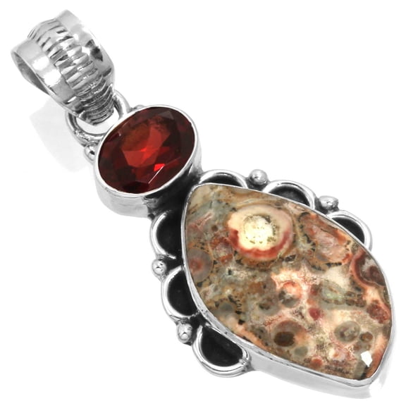 Leopard Skin Jasper Pendant 925 Sterling Silver Women Jewelry