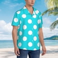 thumbnail image 2 of KLL Men's Hawaiian Shirt Short Sleeve Button Down Beach Shirts-Aqua And White Polka Dot, 2 of 5