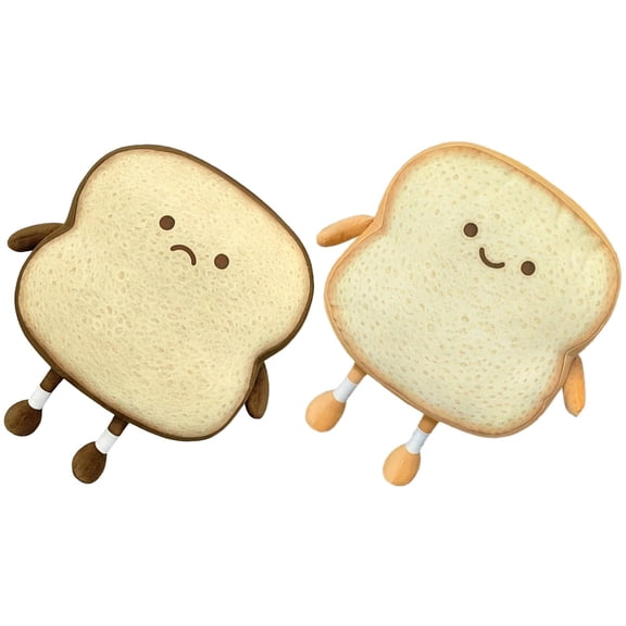 FONDOTIN 2Pcs Bread Plush Throw Pillow Assorted Color Toast Shape Cute Seat Cushion Decor