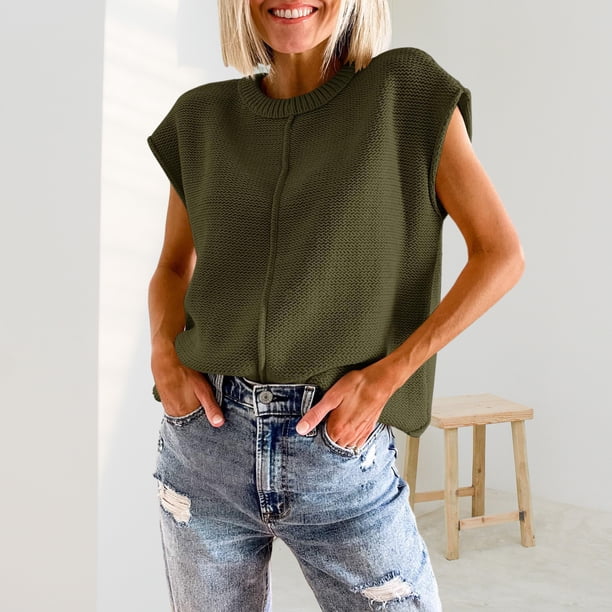 Suéteres de otoño para mujer Color sólido Básico Casual Ajuste holgado Traje de vacaciones de talla grande