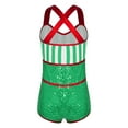 thumbnail image 2 of Sholeno Kids Girls Christmas Sequins Dance Jumpsuit Leotard Stripes Print Santa Candy Cane Dress Up Green 12, 2 of 5