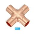 thumbnail image 3 of Uxcell Copper Cross Pipe Fitting 4 Way Welding Copper End Feed Equal Connector for Plumbing 3/8" 4pcs, 3 of 5