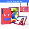 thumbnail image 2 of Allytech Case for Samsung Galaxy Tab S9 FE/S9 11.0" 2023 (SM-X510/X516B/X710/X716B), Rugged Case with Hidden Kickstand & Adjustable Shoulder Strap, Thickned Silicon Edges Shockproof Case - Red+Blue, 2 of 6