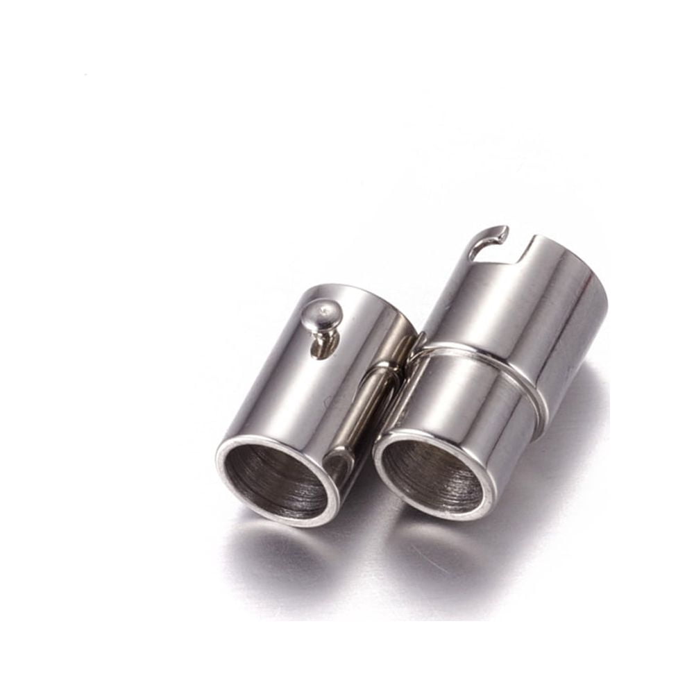Resistant 304 Stainless Steel Locking Tube Magnetic Clasps Column Magnetic Closure Stainless Steel color 18x7.5mm Hole: 5mm