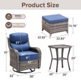 thumbnail image 4 of Jentlehouse Outdoor Patio Furniture Set,Outdoor Swivel Rocker Chair with Ottomans & Side Table,Rattan Conversation Set for Balcony Garden Porch, 4 of 12
