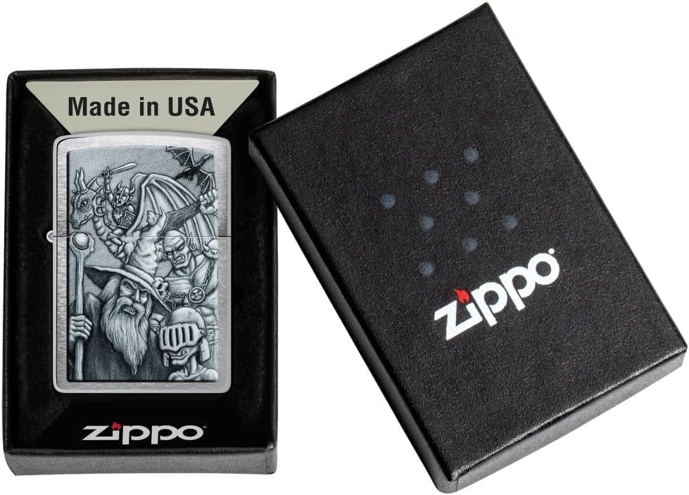 Zippo - Customized Message on Mystical Beings Brushed Chrome Pocket 46579