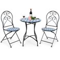 thumbnail image 4 of Spaco 2 Pieces Patio Folding Mosaic Bistro Chairs with Blue Floral Pattern, Outdoor Stackable Dining Chairs for All Weather, Breathable Garden Outdoor Furniture for Backyard Deck, 4 of 7