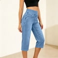 thumbnail image 5 of Guieoi Jeans for Women Plus Size 2026 Trendy Stretch-Waist Pocketed 7/8-Length Stretchy Denim Pants Trousers Clothing Blue XXXL, 5 of 7