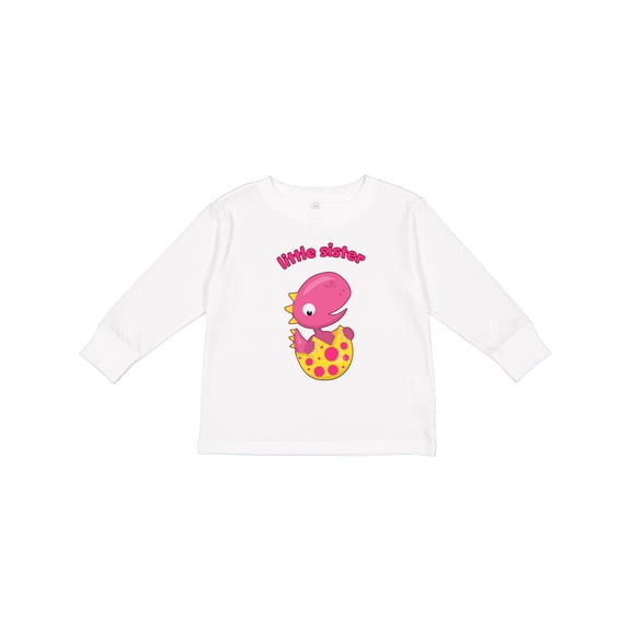 Inktastic Little Sister-dino Girls Long Sleeve Toddler T-Shirt
