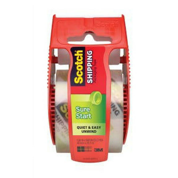 Scotch Sure Start Shipping Packaging Tape with dispenser, 145, 1.88 in x 800 in (48 mm x 20.3 m)