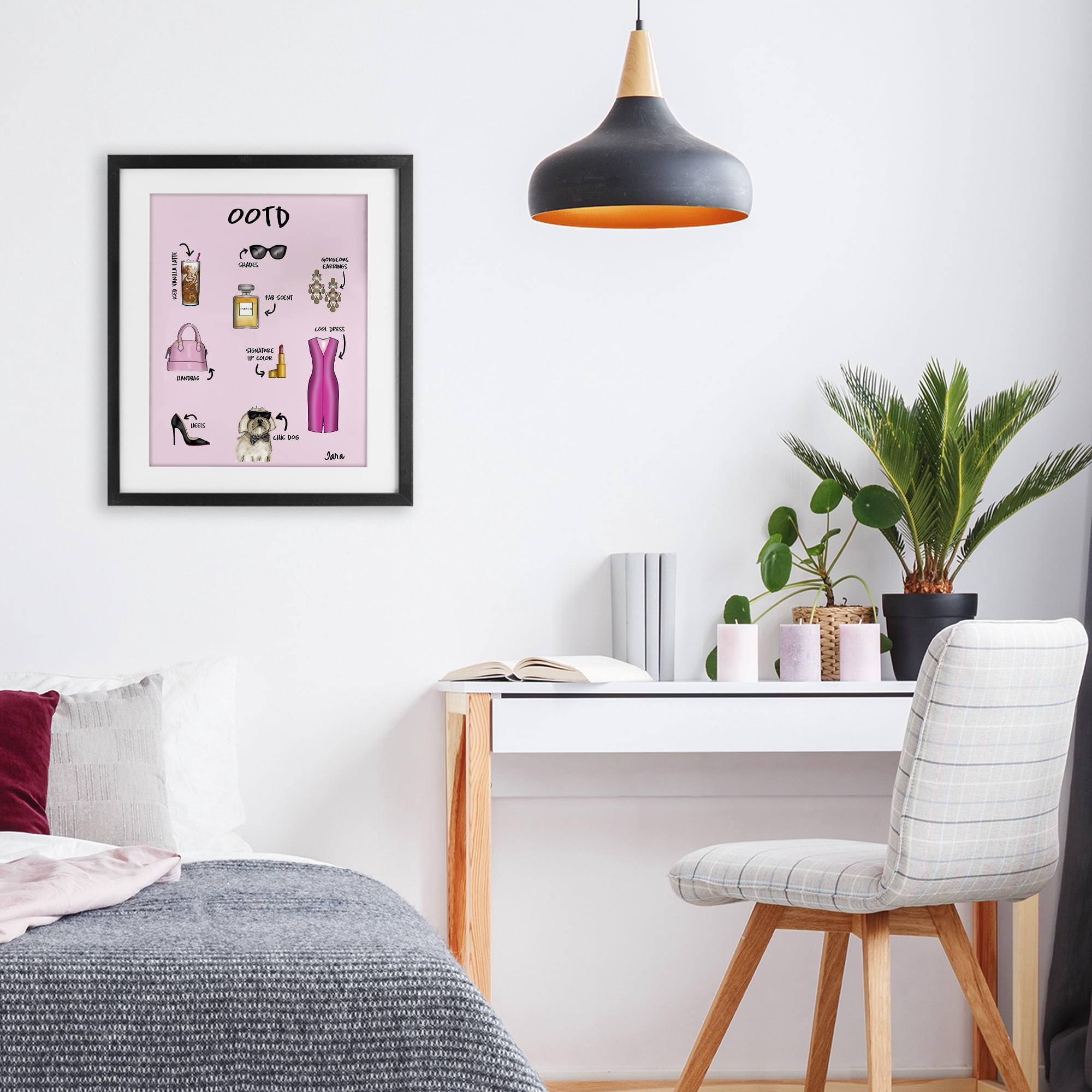 Stupell Industries Feminine Glam Outfit of the Day Black Framed Print Under Glass, design by Tara Boone
