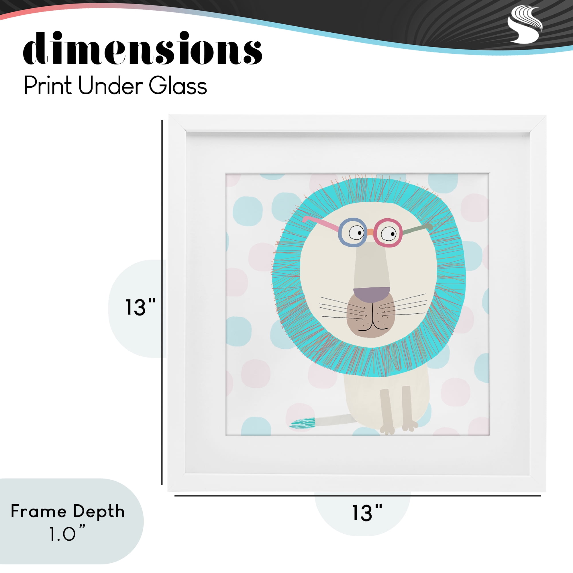 Stupell Industries Electric Blue Lion White Framed Print Under Glass, design by Carla Daly