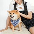 thumbnail image 2 of KLL Blue Ink Flowers Dog Bandanas,Triangle Reversible Pet Scarf for Small Medium Large and Extra Large Dogs-Large, 2 of 4