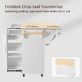 thumbnail image 5 of Rolling Kitchen Island with Drop Leaf, Kitchen Storage Cart with 3-Tier Pull Out Storage Cabinet, Portable Kitchen Island with Towel Rack/2 Drawers for Kitchen Dining Room, White, 5 of 9