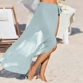 thumbnail image 4 of Baqcunre Beach Towel, Women Sarong Ruffle Tie Swimsuit Cover Up Skirt Chiffon Beach Wrap Long Bathing Suit Cover Ups Light Blue 2XL, 4 of 4