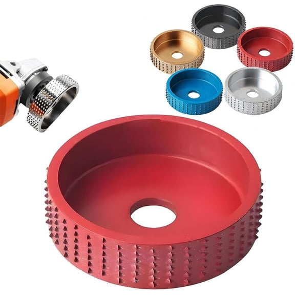 Wood Angle Grinding Wheel, 60mm Flat Burr Stump Grinder Attachment, Heavy Duty Hand Held Sanding Tool for Tree Stump Removal Landscaping(XX-red)