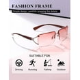 thumbnail image 4 of Rectangle Sunglasses for Women Men Stylish Rimless Frameless Trendy Retro Sun Glasses 90's Vintage Square Frame, 4 of 7