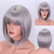 thumbnail image 1 of Zhuge Pelucas Bob cortas y rectas con flequillo de aire, peluca marrón miel para mujeres, pelucas de cabello de fibra resistente al calor hasta los hombros, gris, 1 of 2