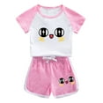 thumbnail image 1 of Geire Ensemble d'Été Garçon Fille Dessin Animé Raglan Manches Courtes + Shorts Taille à Cordon 2 Pcs Vêtements Décontractés, 1 of 2