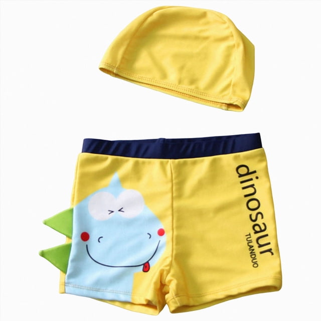 COMVALUE Boys Swim Trunks Toddler Swim Shorts Swimming Boxer Briefs (Yellow, 3-6 Years)