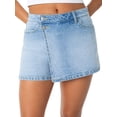 thumbnail image 2 of Celebrity Pink Women's and Women's Plus Denim Wrap Skort, Sizes XS-4X, 2 of 6