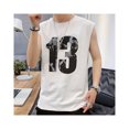 thumbnail image 2 of Camiseta sin mangas para hombre, cuello redondo, sin mangas, holgada, con estampados elegantes, transpirable, suave, camiseta de verano para fiesta, entrenamiento, viajes, 2 of 8