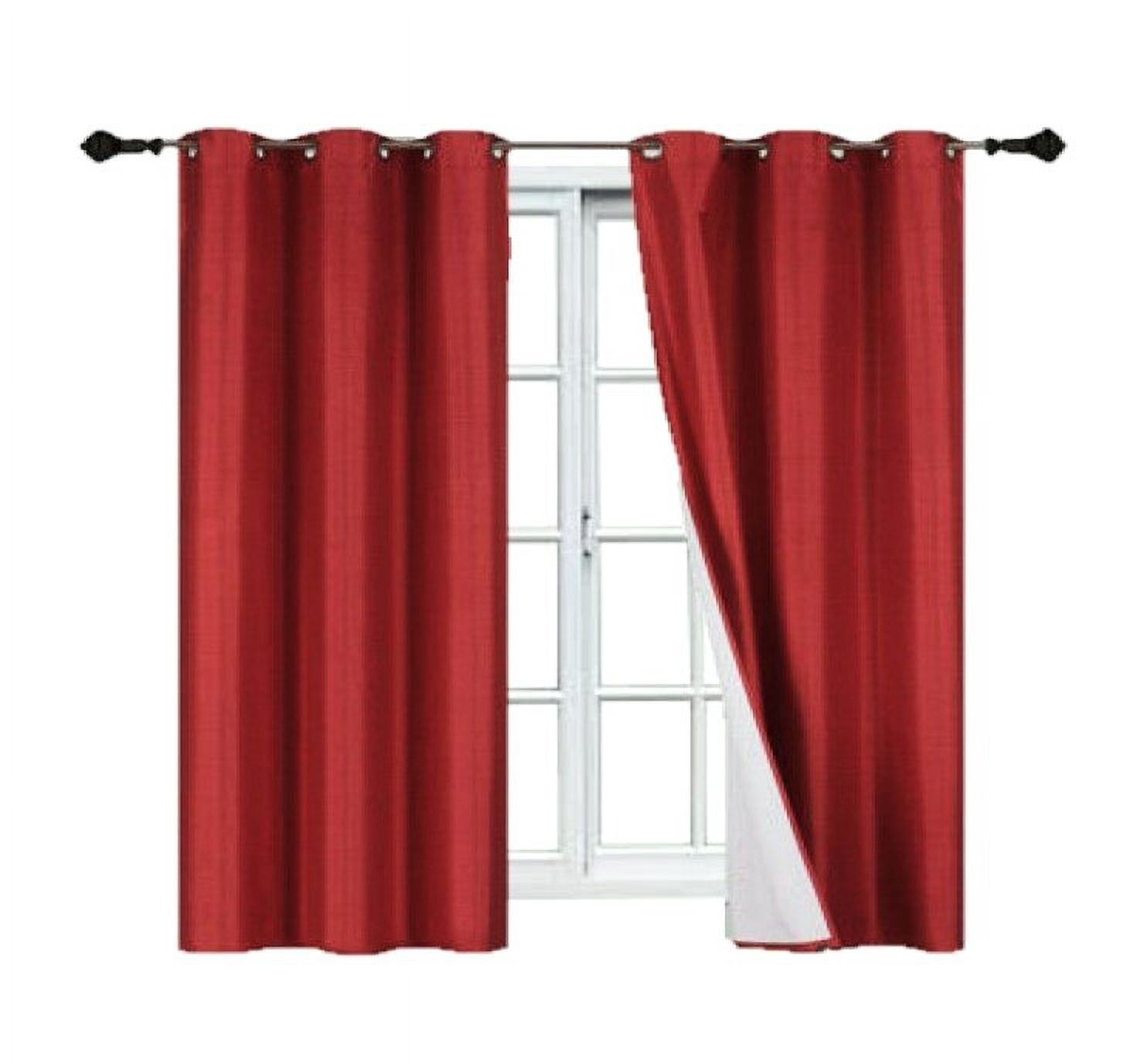 K86 Set of 2 Panels 100% Blackout Window Curtain Drapes Top Grommets 84" Long Burgundy Color Full Room Darkening