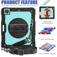thumbnail image 3 of Dteck Screen Protector Case for iPad Pro 5th Generation 12.9-inch 2021,Shockproof Rubber Armor 3-Layer Protection Case Hybrid Stand Cover with Adjustable Shoulder/Hand Strap,Mint+Black, 3 of 7