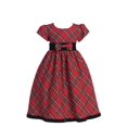 thumbnail image 1 of Plaid Dress with Velvet Trim Red, 1 of 3