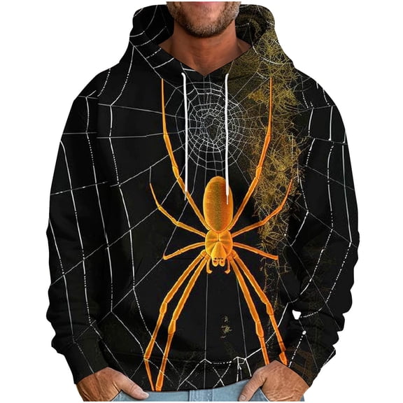 Raeneomay Long Sleeve Shirts for Men Loose Long Sleeve Hooded Printed SweatShirt With Drop Shoulder Sleeves