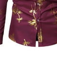 thumbnail image 5 of Men's Dress Shirts Embroidery Print Long Sleeve Stretch Wrinkle Free Formal Floral Shirt Business Casual Button Down Shirts, 5 of 8