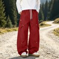 thumbnail image 2 of Men's Y2K Baggy Parachute Pants Track Pants, Quick Dry Open Bottom Wide Leg Jogger Trousers with Big Pockets Elastic Drawstring Waist for Gym Hiking Daily Casual Wear, 2 of 7