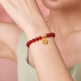 thumbnail image 3 of ZHOU LIU FU 24K Gold Beaded Bracelets Red Agate Fu Charm Jewelry 17cm for Women A1910731, 3 of 8
