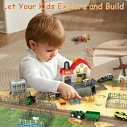 Farm Toy Playset with 49 Pieces - Barn House, 12 Animal Figurines, Tractor Truck, Fences & Play Mat | Educational Learning Toys for Kids Ages 3-12 (ASTM Certified)