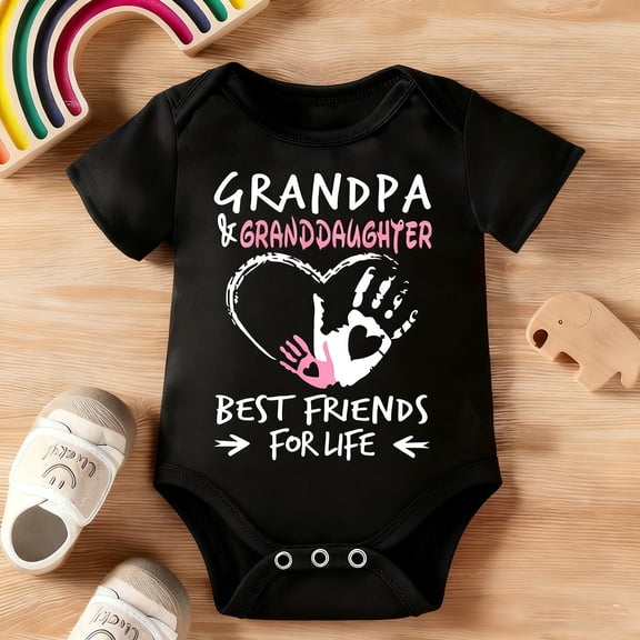 Granddaughter Onesie, "Grandpa & Granddaughter Best Friend For Life" Bodysuit, Soft Cotton Baby Girl Gift