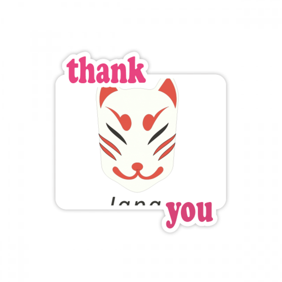Traditional Japanese Local Fox Head Thank You Stickers Quote Grateful