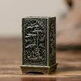 thumbnail image 2 of Incense Cone Burner Decorative Metal Hollow Carved Incense Burner Holder Traditional Rectangular Design with Raised Base 01-As shown, 2 of 3