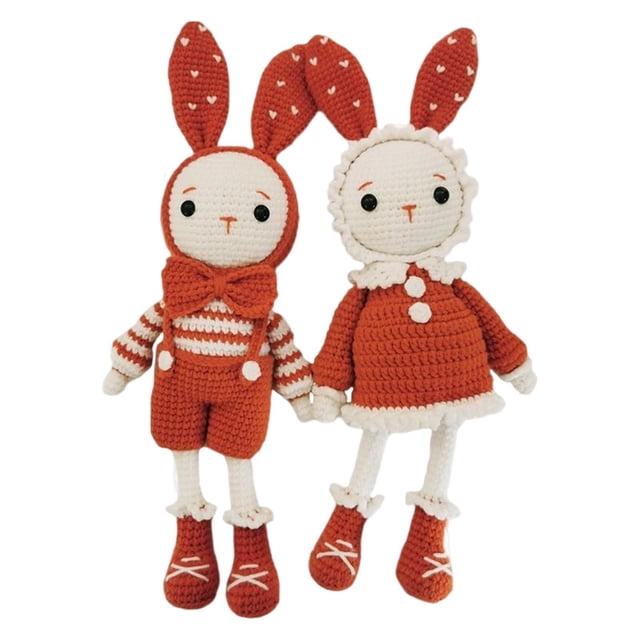 Inteprter Crochet Kit for Beginner Cute Rabbits Includes Hook, Accessories Yarn, Almacenamiento y organización del hogar Naranja