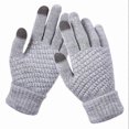 thumbnail image 1 of Winter Touch Screen Gloves Women Men Warm Stretch Knit Mittens Imitation Wool Thicken Full Finger Gloves,Gg, 1 of 5