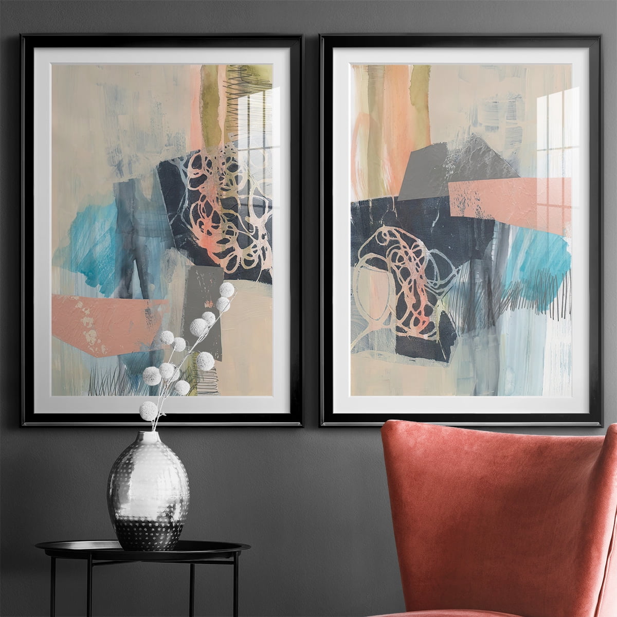 Wexford Home Reductive I Premium Framed Print, 22.5" x 30.5" - Ready to Hang, Black (Set of 2)