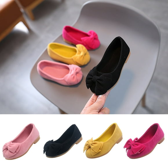 YUGYXL Little Toddler Girls Dress Shoes Ballerina Ballet Flats Kids Mary Janes Fall Cute Bowknot Flat Shoes Hot Pink,29
