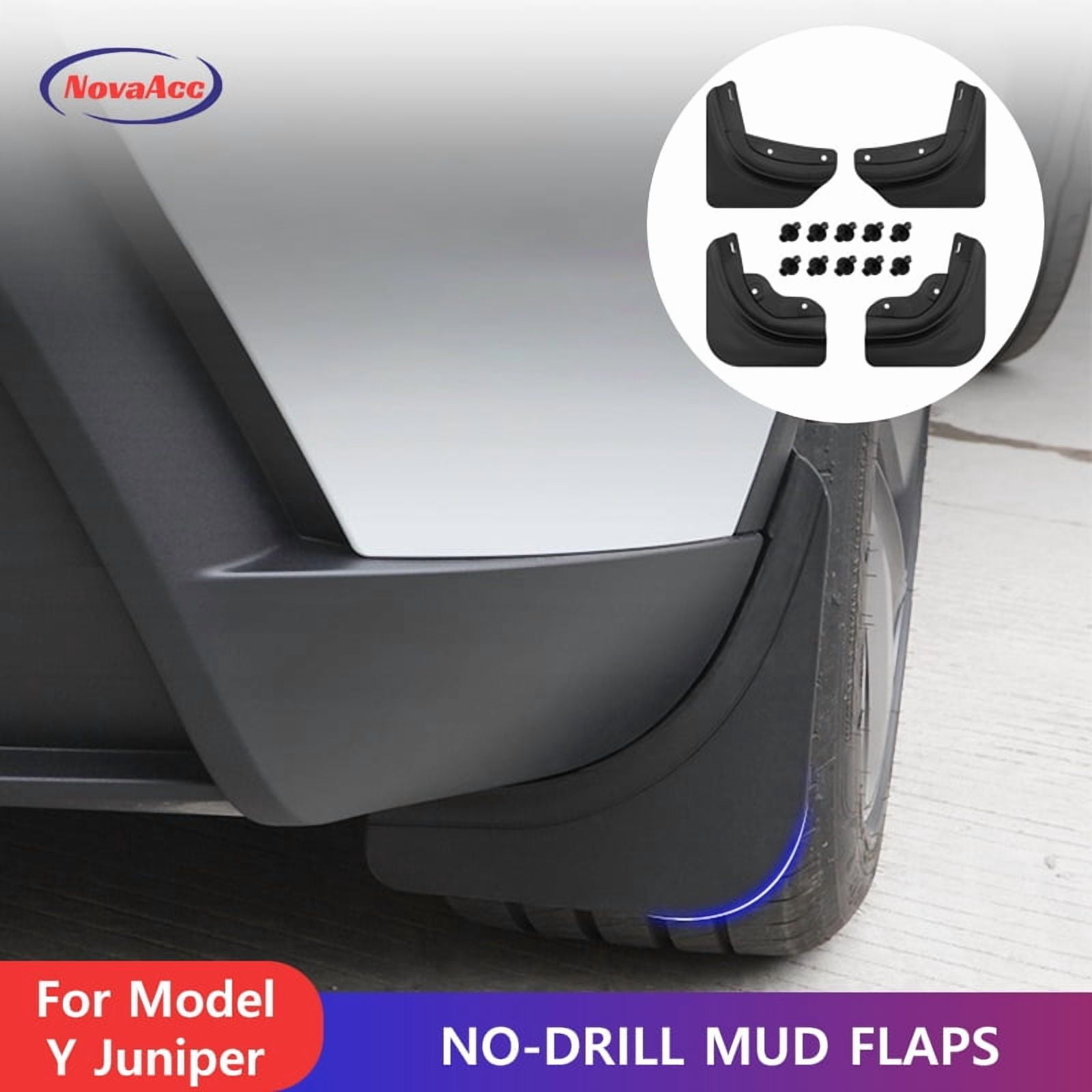 NovaAcc No - Drill Mud Flaps For Tesla Model Y Juniper 2025 TPE Flexible Mud Guards Scratch-Resistant Durable Car Body Protection Flaps