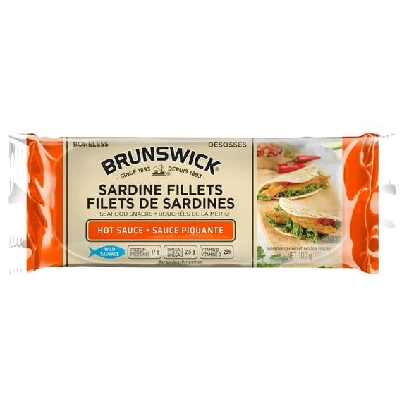 Brunswick Sardine Fillets in Hot Sauce, 100 g